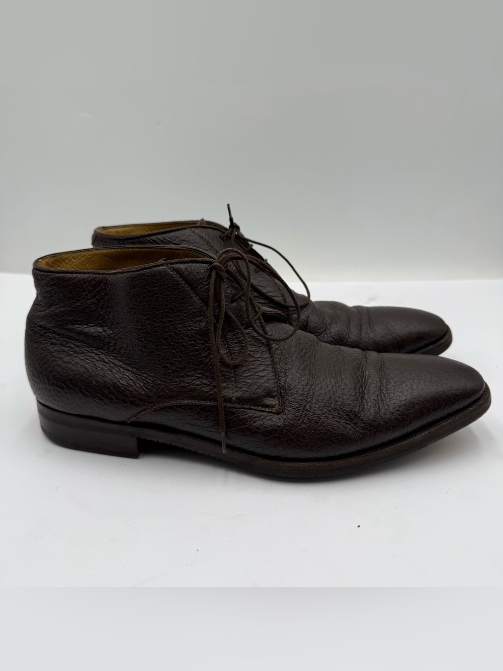 B44 Gravati For Marios Brown Peccary Leather Lace Up Chukka Boots US 12M